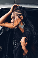 Load image into Gallery viewer, Large  Blood Moon Hoop [ Large Silver Hoop [ Moon Earrings { Moon Hoops { Silver Moon Hoops