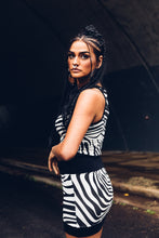 Load image into Gallery viewer, Nia Racer Top Black and White Zebra { Crop Top { Animal Print Top [ Organic Cotton Crop Top