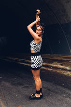 Load image into Gallery viewer, Aya Black and White Mini Skirt [ Zebra Print Skirt [ Mini Skirt { Organic Cotton Skirt