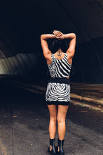 Load image into Gallery viewer, Nia Racer Top Black and White Zebra { Crop Top { Animal Print Top [ Organic Cotton Crop Top
