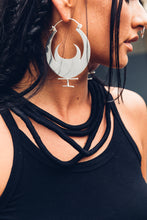 Load image into Gallery viewer, Large  Blood Moon Hoop [ Large Silver Hoop [ Moon Earrings { Moon Hoops { Silver Moon Hoops