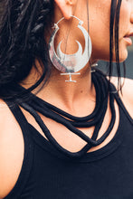 Load image into Gallery viewer, Large  Blood Moon Hoop [ Large Silver Hoop [ Moon Earrings { Moon Hoops { Silver Moon Hoops