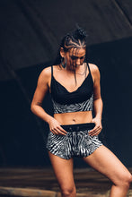 Load image into Gallery viewer, Saya Crop Top [ Zebra print crop top [ Organic cotton crop top [ Bra top [ Silver zebra print top [ Black bra top