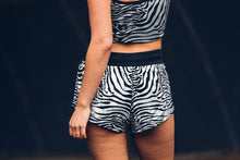 Load image into Gallery viewer, Saya Crop Top [ Zebra print crop top [ Organic cotton crop top [ Bra top [ Silver zebra print top [ Black bra top