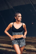Load image into Gallery viewer, Saya Crop Top [ Zebra print crop top [ Organic cotton crop top [ Bra top [ Silver zebra print top [ Black bra top