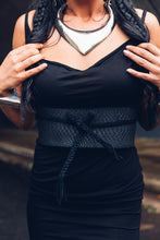 Load image into Gallery viewer, Black Leather Waist Belt [ Snake print leather belt [ Suede belt [