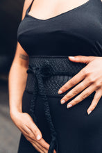 Load image into Gallery viewer, Black Leather Waist Belt [ Snake print leather belt [ Suede belt [