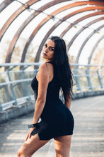 Load image into Gallery viewer, Nia Racer Dress ] Black Mini Dress ] Black Racer Dress } Modal Mini Dress [ Little Black Dress