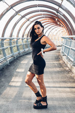 Load image into Gallery viewer, Nia Racer Dress ] Black Mini Dress ] Black Racer Dress } Modal Mini Dress [ Little Black Dress
