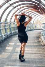 Load image into Gallery viewer, Nia Racer Dress ] Black Mini Dress ] Black Racer Dress } Modal Mini Dress [ Little Black Dress