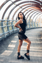 Load image into Gallery viewer, Nia Racer Dress ] Black Mini Dress ] Black Racer Dress } Modal Mini Dress [ Little Black Dress