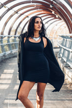 Load image into Gallery viewer, Nia Racer Dress ] Black Mini Dress ] Black Racer Dress } Modal Mini Dress [ Little Black Dress