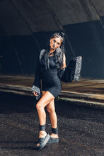 Load image into Gallery viewer, Black Leather Sandals [ Flatform Sandals [ Snake print leather sandals { Women&#39;s Sandals