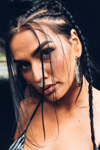 Load image into Gallery viewer, Zebra Hoops [ Silver Hoops [ Zebra Print Hoops { Large Silver Hoops