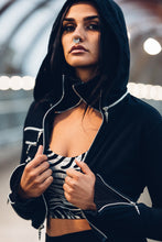 Load image into Gallery viewer, Salem /Triptych Hoody [ Black crop hoody [ Women&#39;s hoody [ Cotton hoody [ Punk Hoody [ Goth Hoody