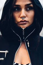 Load image into Gallery viewer, Salem /Triptych Hoody [ Black crop hoody [ Women&#39;s hoody [ Cotton hoody [ Punk Hoody [ Goth Hoody