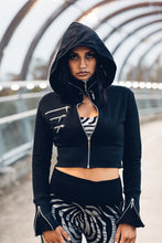 Load image into Gallery viewer, Salem /Triptych Hoody [ Black crop hoody [ Women&#39;s hoody [ Cotton hoody [ Punk Hoody [ Goth Hoody