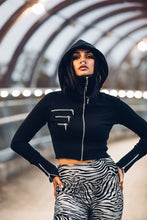 Load image into Gallery viewer, Salem /Triptych Hoody [ Black crop hoody [ Women&#39;s hoody [ Cotton hoody [ Punk Hoody [ Goth Hoody