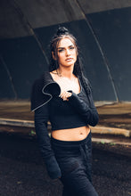 Load image into Gallery viewer, Ro Crop Jumper [ Cotton Crop Jumper [ Black Jumper [ Mesh Jumper [Zip Crop Jumper [ Sweatshirt