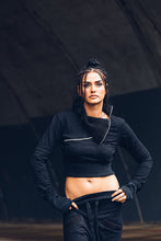 Load image into Gallery viewer, Ro Crop Jumper [ Cotton Crop Jumper [ Black Jumper [ Mesh Jumper [Zip Crop Jumper [ Sweatshirt