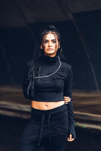 Load image into Gallery viewer, Ro Crop Jumper [ Cotton Crop Jumper [ Black Jumper [ Mesh Jumper [Zip Crop Jumper [ Sweatshirt