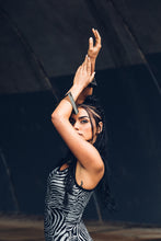 Load image into Gallery viewer, Nia Racer Dress [ Zebra Print Mini Dress { Silver Animal Print Dress