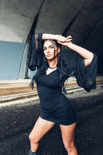 Load image into Gallery viewer, Elysium Kimono Dress [ Black Mini Dress { Modal Dress { Little Black Dress { Kimono Dress