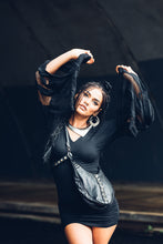 Load image into Gallery viewer, Elysium Kimono Dress [ Black Mini Dress { Modal Dress { Little Black Dress { Kimono Dress