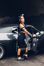 Load image into Gallery viewer, Black Leather Sandals [ Flatform Sandals [ Snake print leather sandals { Women&#39;s Sandals