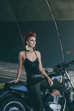 Load image into Gallery viewer, Black diamond singlet - Strappy singlet - Black singlet-Mini dress - Little black dress