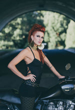 Load image into Gallery viewer, Black diamond singlet - Strappy singlet - Black singlet-Mini dress - Little black dress