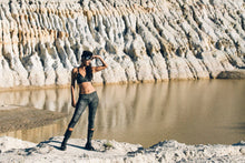 Load image into Gallery viewer, Viper Bra top - Silver snake print top - Organic cotton crop top - Organic cotton bra top