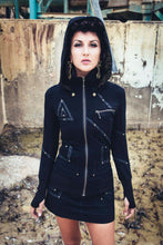 Load image into Gallery viewer, Pyramid Priestess Hoody - Black hoody - Leather hoody - Festival hoody
