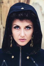 Load image into Gallery viewer, Pyramid Priestess Hoody - Black hoody - Leather hoody - Festival hoody