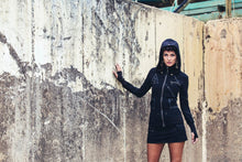 Load image into Gallery viewer, Pyramid Priestess Hoody - Black hoody - Leather hoody - Festival hoody