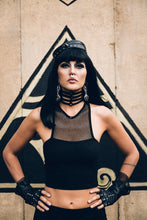 Load image into Gallery viewer, Punk Princess Crop Top - Mesh crop top - Organic cotton crop top - Punk top - Goth top