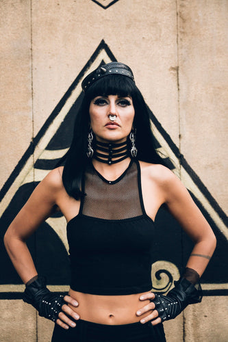 Punk Princess Crop Top - Mesh crop top - Organic cotton crop top - Punk top - Goth top