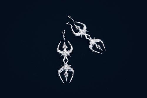 Trident earring - Trident stretcher - silver plated earring