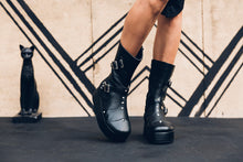 Load image into Gallery viewer, Punk priestess platform boots - Goth boots - Platform boots- Punk Boots -Black leather boots - Studded boots -Womens boots