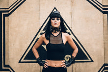 Load image into Gallery viewer, Punk Princess Crop Top - Mesh crop top - Organic cotton crop top - Punk top - Goth top