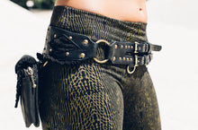 Load image into Gallery viewer, Punk priestess Leather pocket belt - Festival belt - Detatchable pocket belt - Tribal belt - Burning man belt -leather and lace pocket belt