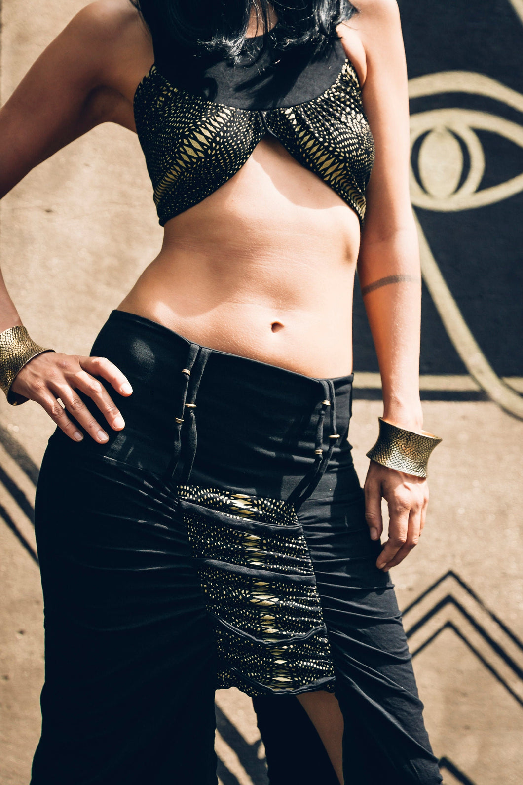 Aaliyah skirt- Goddess skirt - Priestess skirt- Black skirt - Bamboo skirt - Belly dance skirt - Festival skirt- Egyptian skirt