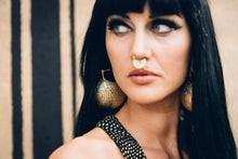 Load image into Gallery viewer, Moon Drop Hoop - Brass Hoop - Snake Hoop - Stretch Hoop - Tribal Hoop