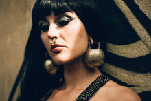 Load image into Gallery viewer, Moon Drop Hoop - Brass Hoop - Snake Hoop - Stretch Hoop - Tribal Hoop