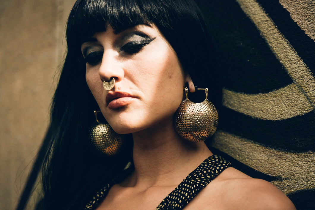 Moon Drop Hoop - Brass Hoop - Snake Hoop - Stretch Hoop - Tribal Hoop