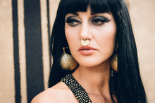 Load image into Gallery viewer, Moon Drop Hoop - Brass Hoop - Snake Hoop - Stretch Hoop - Tribal Hoop