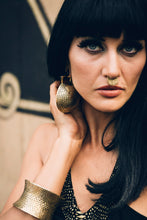 Load image into Gallery viewer, Moon Drop Hoop - Brass Hoop - Snake Hoop - Stretch Hoop - Tribal Hoop