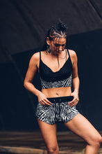 Load image into Gallery viewer, Saya Crop Top [ Zebra print crop top [ Organic cotton crop top [ Bra top [ Silver zebra print top [ Black bra top