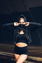 Load image into Gallery viewer, Salem /Triptych Hoody [ Black crop hoody [ Women&#39;s hoody [ Cotton hoody [ Punk Hoody [ Goth Hoody