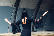 Load image into Gallery viewer, Elysium Kimono Dress [ Black Mini Dress { Modal Dress { Little Black Dress { Kimono Dress